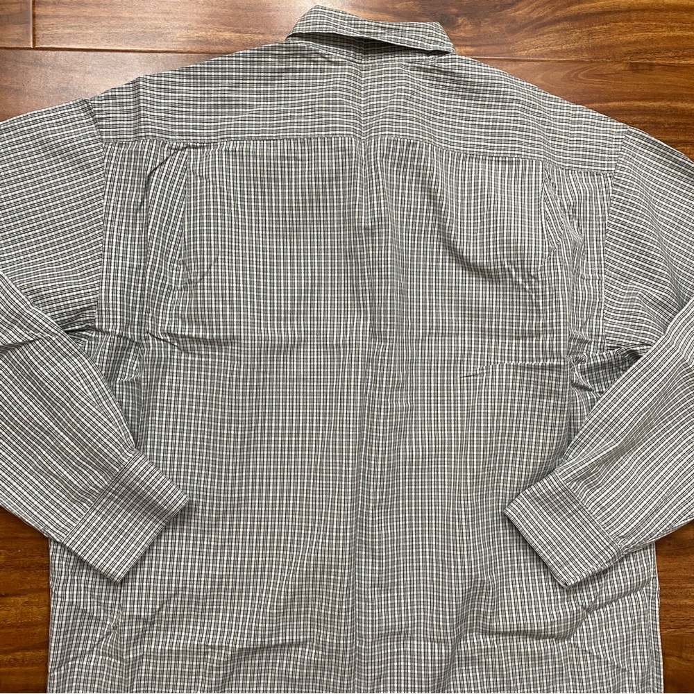 Banana Republic Gray White Windowpane 100% Cotton Button Down Shirt Size Medium - Picture 7 of 13